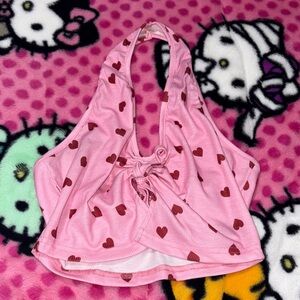 SHEIN Pink Top with Red Heart Design